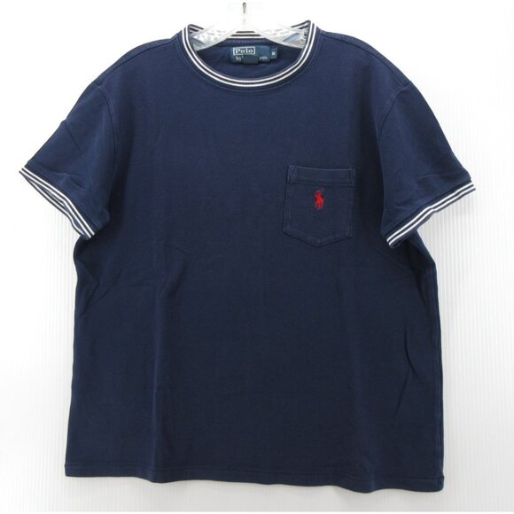 VINTAGE Ralph Lauren Polo Shirt Medium Pullover Ringer T Tee Red Pony - Picture 1 of 10